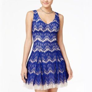 NWT B. DARLIN Royal Blue Fit Flare Lace Dress 7 Jr elegant prom party dress
